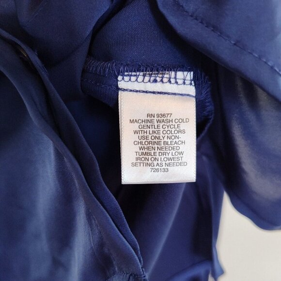 Liz Claiborne Shirt Blouse Women Size L Blue Long Sleeve Pockets Hidden Buttons - Picture 9 of 9